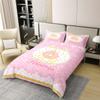 100% Nature Cotton Girly Princess Carriage Duvet Cover All Season,Golden Crown Dots Dreamy Abstract Floral Print Bedding Sets (NO Comforter),Pink Embroidered Pattern All Season Bedding Queen Size view 2