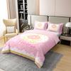 100% Nature Cotton Girly Princess Carriage Duvet Cover All Season,Golden Crown Dots Dreamy Abstract Floral Print Bedding Sets (NO Comforter),Pink Embroidered Pattern All Season Bedding Queen Size view 3