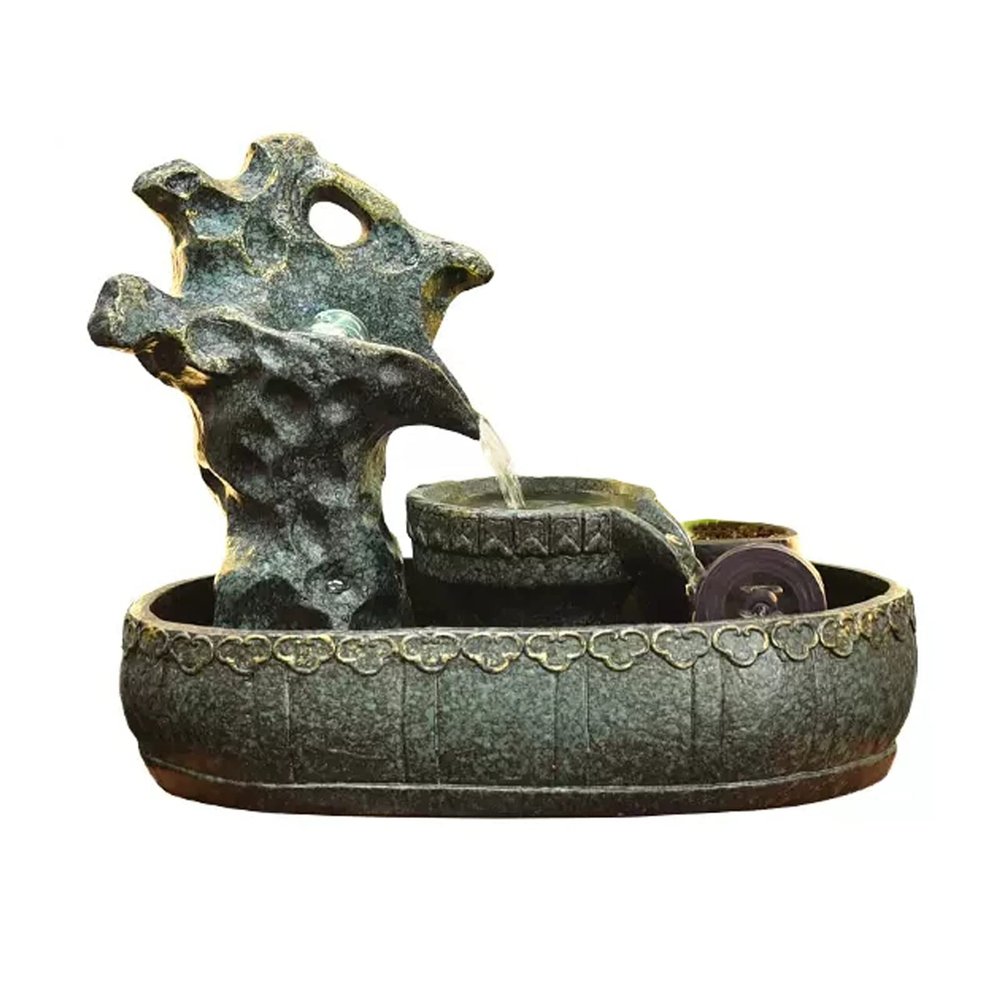 Tabletop Fountain Tabletop Fountain Ceramic Rock Falls Fountains Interior Mini Water Feature for Bedroom, Office, Living Room, Kitchen Dining Room and Bathroom Desktop Fountains