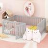Kennkari Twin Size Floor Bed with Fence and Door, Floor Bed Frame, Wood Montessori Bed Frame for Kids Boys Girls Teens, No Box Spring Needed, Easy Assembly (Gray,Full) view 1