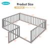 Kennkari Twin Size Floor Bed with Fence and Door, Floor Bed Frame, Wood Montessori Bed Frame for Kids Boys Girls Teens, No Box Spring Needed, Easy Assembly (Gray,Full) view 2