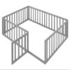 Kennkari Twin Size Floor Bed with Fence and Door, Floor Bed Frame, Wood Montessori Bed Frame for Kids Boys Girls Teens, No Box Spring Needed, Easy Assembly (Gray,Full) view 4