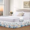 Blue Butter-Fly Bed Skirt Queen Size 16 Inch Drop with Split Corners, Country Aesthetics Gradient Brown Art Dust Ruffled Pleated Bed Skirts Wrap Around Tailored Bed Skirt Valance for Bedroom view 2