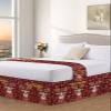 Christmas Elk Bed Skirt Queen Size 18 Inch Drop with Split Corners, Winter Snowflake Buffalo Plaid Red Dust Ruffled Pleated Bed Skirts Wrap Around Tailored Bed Skirt Valance for Bedroom view 3