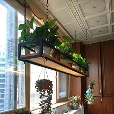 JIAHESHYP Hanging Floating Shelves Ceiling-Type Flower Stand Personality Bar Plant Shelves Iron Art Wall Storage & Display Rack Wall Shelf Suspended for Decorative Ceiling (Size : 60 * 25 * 15cm)