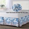 Pastel Pink Flower Bed Skirt Queen Size 18 Inch Drop with Split Corners, Farmhosue Country Sky Blue White Dust Ruffled Pleated Bed Skirts Wrap Around Tailored Bed Skirt Valance for Bedroom view 4