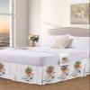 Christmas Farmhouse Bed Skirt Queen Size 18 Inch Drop with Split Corners, Wood Grain White Skate Dust Ruffled Pleated Bed Skirts Wrap Around Tailored Bed Skirt Valance for Bedroom view 2