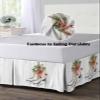 Christmas Farmhouse Bed Skirt Queen Size 18 Inch Drop with Split Corners, Wood Grain White Skate Dust Ruffled Pleated Bed Skirts Wrap Around Tailored Bed Skirt Valance for Bedroom view 4
