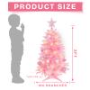 SUNSHINE DECOR Pink Christmas Tree with Light 3ft Artifical Full Christmas Tree with Ball & Star Ornaments 8 Lighting Modes for Holiday Decor view 2