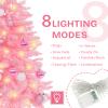 SUNSHINE DECOR Pink Christmas Tree with Light 3ft Artifical Full Christmas Tree with Ball & Star Ornaments 8 Lighting Modes for Holiday Decor view 3