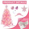 SUNSHINE DECOR Pink Christmas Tree with Light 3ft Artifical Full Christmas Tree with Ball & Star Ornaments 8 Lighting Modes for Holiday Decor view 4