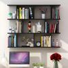 KWOKING Wall Mounted Bookcase Engineered Wood Bookshelf Open Bookcase Bookshelf Wall Hanging Wall Locker Shelf Bedroom Wall Lattice Wine Rack Hanging Wall Cabinet Black 47.2" L x 7.9" W x 37.9" H view 1