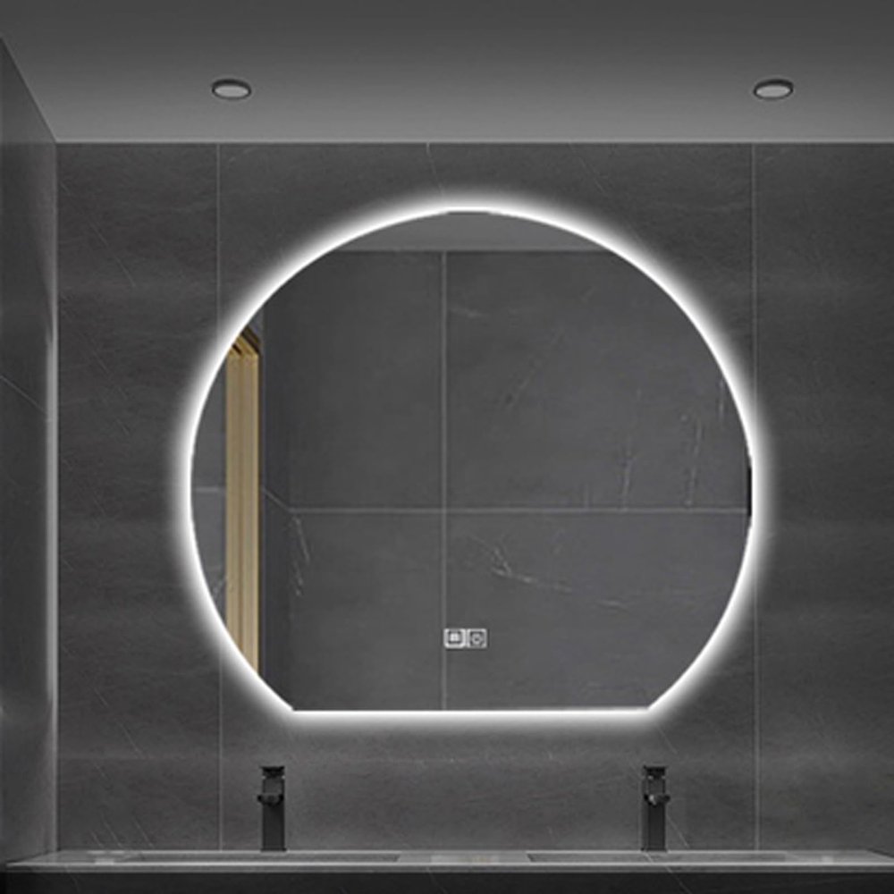 YUGXTH Illuminated Bathroom Mirror, Anti-Fog Bathroom Wall Mirror with LED Lights, 3-Color Dimmable LED Light, Touch Sensor Switch, for Entryway, Bathroom, Vanity, Living Room(A,60cm/23.6in)