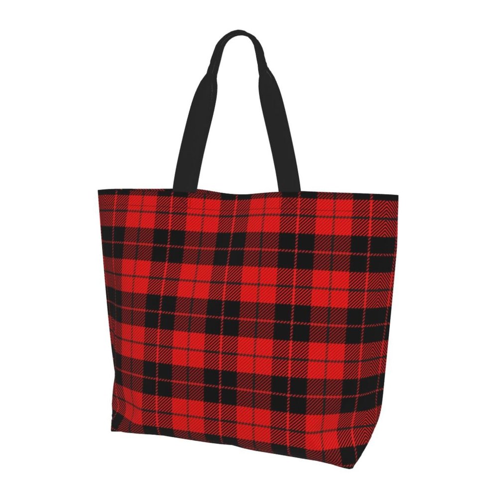 ROSIHODE Christmas Plaid Snowflake Tote Bag Large Shoulder Bag Casual Reusable Handbag For Women Shopping Grocery Work