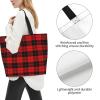 ROSIHODE Christmas Plaid Snowflake Tote Bag Large Shoulder Bag Casual Reusable Handbag For Women Shopping Grocery Work view 4