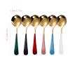 Soup Spoons Stainless Steel 304 Stainless Steel Round Head SpoonsModern and Fashionable Thick Short handle Korean Spoon for Soup, Grain, Dessert, Fruits, Milk Tea (black 6 Pack) view 2