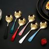 Soup Spoons Stainless Steel 304 Stainless Steel Round Head SpoonsModern and Fashionable Thick Short handle Korean Spoon for Soup, Grain, Dessert, Fruits, Milk Tea (black 6 Pack) view 3