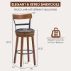 ERGOMASTER Bar Stools Set of 4 Swivel Bar Height Bar Stools for Kitchen Island, PU Leather Upholstered Barstools with Back & Solid Rubber Wood Legs & Metal Footrest, Seat Height 30.5 Inch, Brown view 2