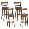 ERGOMASTER Bar Stools Set of 4 Swivel Bar Height Bar Stools for Kitchen Island, PU Leather Upholstered Barstools with Back & Solid Rubber Wood Legs & Metal Footrest, Seat Height 30.5 Inch, Brown view 4
