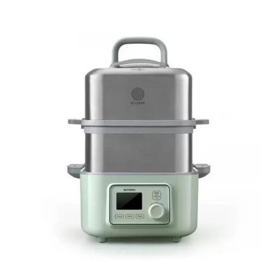 BUYDEEM G563-A501 Electric Food Steamer for Cooking, 2 Tire Stainless Steel Steamer with Slow Cook Mode, 1500W, 10-Quart, Green