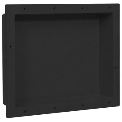 vidaXL Black Shower Niche, Matt Finish, Durable SMC Material with Resin, Space-Saving Bathroom Storage Solution, Easy Assembly with Included Mounting Materials