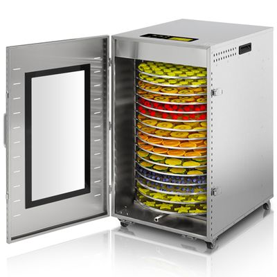 Commercial Food-Dehydrator Machine 16 Trays 360 Automatic Rotation Fruit-Dehydrator 1500w, Meat-Dryer 190 Stainless Steel Dryer for Jerky
