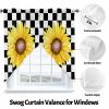 2 Piece Curtain Valances for Windows, Sunflower Black and White Lattice Kitchen Curtains Set, Light Filtering Rod Pocket Small Window Valance Curtains Panels for Bathroom Bedroom 36"x45" view 3