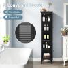 Giantex 63 Tall Bathroom Cabinet, Narrow Floor Cabinet w/ 2 Louvered Doors & Adjustable Shelf, Elevated Legs & Anti-toppling Design, Freestanding Storage Organizer for Bathroom, Living Room, Kitchen view 2