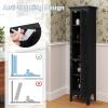 Giantex 63 Tall Bathroom Cabinet, Narrow Floor Cabinet w/ 2 Louvered Doors & Adjustable Shelf, Elevated Legs & Anti-toppling Design, Freestanding Storage Organizer for Bathroom, Living Room, Kitchen view 4