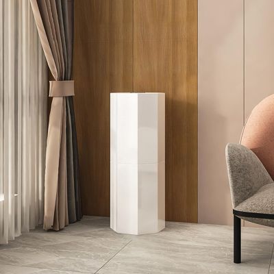 360 Rotating Shoe Rack, Round Shoe Rack Tower Metal Shoe Organizer Storage, Vertical Shoe Rack For Small Spaces Storage Simple And Modern for Entrance ( Color : White , Size : 34*86cm/14*34in )