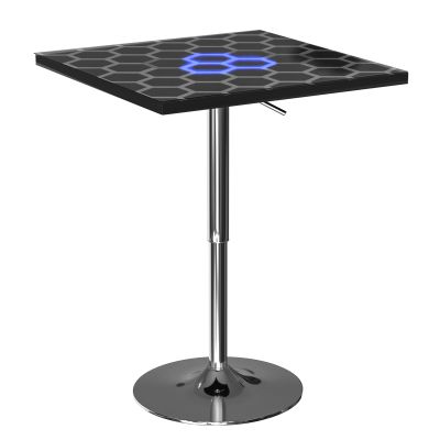 HOMEMORE Bar Table LED Bar Chairs Pub Table LED Lights Cocktail Table Glowing Desktop for Bar Living Room Family Gathering Party Outdoor Games
