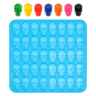 PRETYZOOM Halloween Gummy Skull Chocolate Mold, 40 Cavity Ice Cube Tray, Non-stick Skeleton Baking Mold, Halloween Skeleton Skull Props