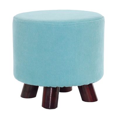 SOVORM Round Small Footstool with Wooden Legs and Detachable Stool CoverSofa Footrest Extra Seating for Living Room Entryway OfficeCyan