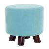 SOVORM Round Small Footstool with Wooden Legs and Detachable Stool CoverSofa Footrest Extra Seating for Living Room Entryway OfficeCyan view 1