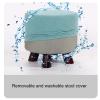SOVORM Round Small Footstool with Wooden Legs and Detachable Stool CoverSofa Footrest Extra Seating for Living Room Entryway OfficeCyan view 2