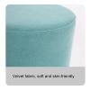 SOVORM Round Small Footstool with Wooden Legs and Detachable Stool CoverSofa Footrest Extra Seating for Living Room Entryway OfficeCyan view 4