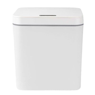 Smart Trash Can with Lid,Self-Sealing Plastics Garbage Can,Automatic Touchless Rubbish Box,Motion Sensor Waterproof Trash Bin for Kitchen,Office,Living Room,Toilet,Bedroom,RV (White,16L)