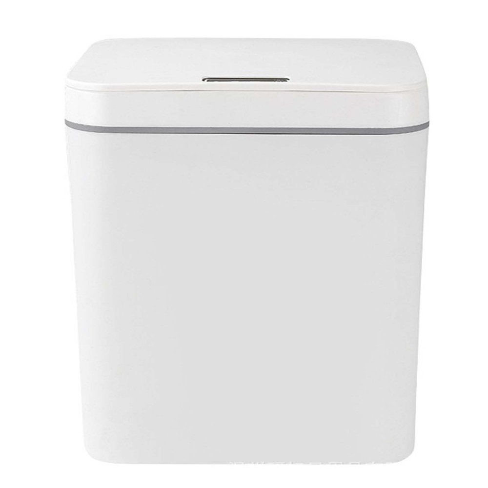 Smart Trash Can with Lid,Self-Sealing Plastics Garbage Can,Automatic Touchless Rubbish Box,Motion Sensor Waterproof Trash Bin for Kitchen,Office,Living Room,Toilet,Bedroom,RV (White,16L)