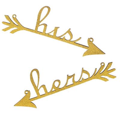 FOMIYES His and Hers Arrow Chair Signs for Wedding Decoration Gold Home Decor Vintage Rustic Chic Style Photo Prop for Weddings and Home Unique and Stylish Accent for Any Chair