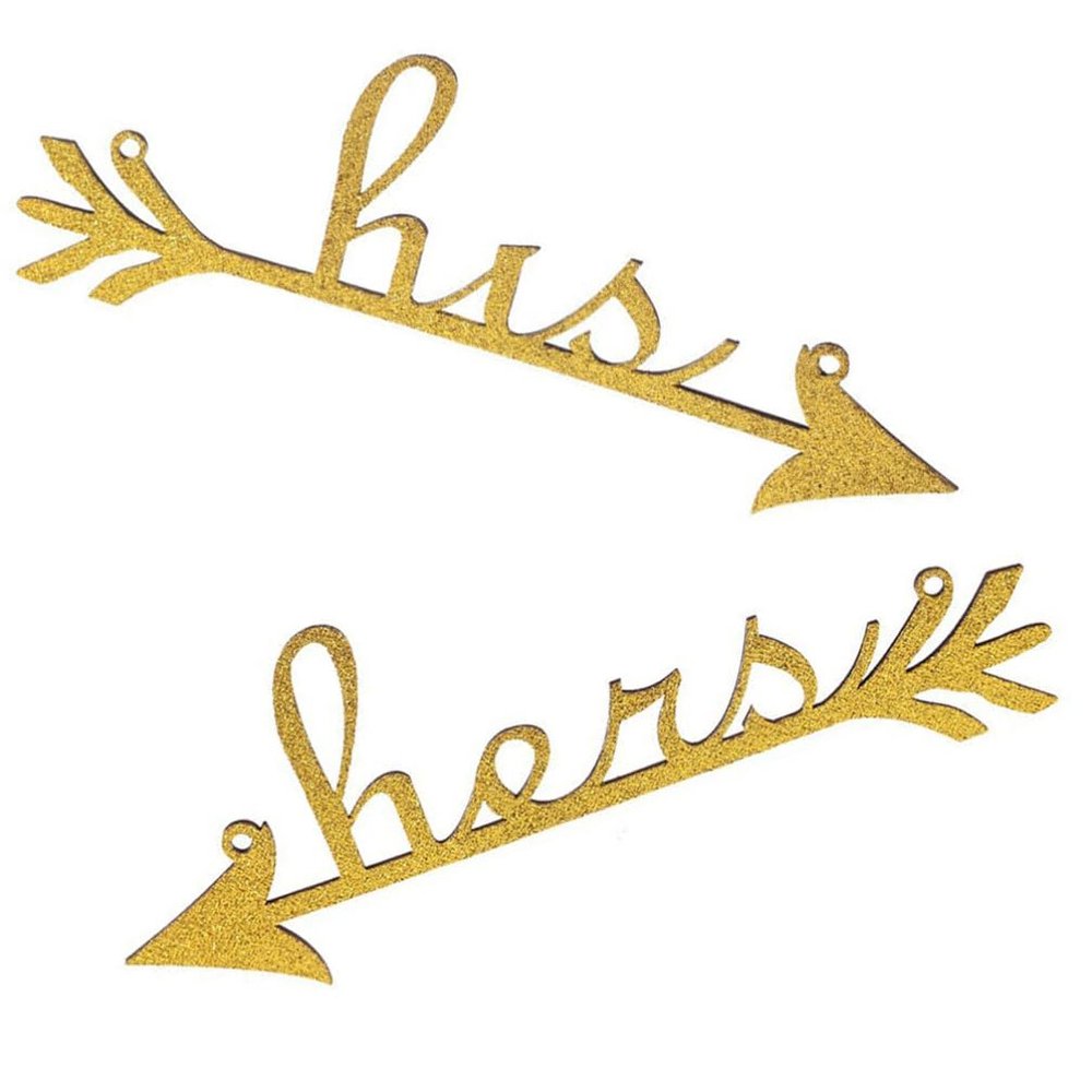 FOMIYES His and Hers Arrow Chair Signs for Wedding Decoration Gold Home Decor Vintage Rustic Chic Style Photo Prop for Weddings and Home Unique and Stylish Accent for Any Chair
