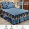 Luxury Velvet Ruffle Bed Skirt King Size Quilted Bedspread Set with 2 Pillow Shams 18Deep Dust Ruffle Drop 3-Pieces Dust Ruffle Drape Fitted Sheet for Bed Cover ( Color : #6 , Size : 200x220CM/79x87i view 2