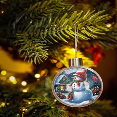 Christmas Ornaments for Christmas Tree Hanging, Christmas Snowman Balls Ornaments Shatterproof Christmas Ornaments Ball for Holiday Party Gift Decor Winter Snowflake Red Bird 3.5"
