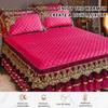 Luxury Velvet Ruffle Bed Skirt King Size Quilted Bedspread Set with 2 Pillow Shams 18Deep Dust Ruffle Drop 3-Pieces Dust Ruffle Drape Fitted Sheet for Bed Cover ( Color : #25 , Size : 180x220CM/71x87 view 2