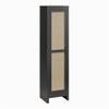 Ameriwood Home Wimberly Tall 1-Door Cabinet, Black Oak with Faux Rattan view 1