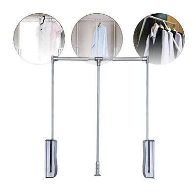 Pull-down Wardrobe Guide Rail, Adjustable Width Soft Reset Wardrobe Storage Rack Heavy-duty Coat Rack, Save Space, Load 15KG (Size : 510-660mm)