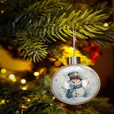 Christmas Ornaments for Christmas Tree Hanging, Winter Christmas Balls Ornaments Shatterproof Christmas Ornaments Ball for Holiday Party Gift Decor Watercolor Snowman Blue Snowflake 3.5"