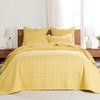 Levtex Home Cross Stitch Reversible King Bedspread Set (120x104in) with 2 Pillow Shams (36x20in) - Stitch Texture - Yellow - Cotton King Size Bedspread Set - Soft, Pre-Washed view 1