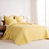 Levtex Home Cross Stitch Reversible King Bedspread Set (120x104in) with 2 Pillow Shams (36x20in) - Stitch Texture - Yellow - Cotton King Size Bedspread Set - Soft, Pre-Washed view 2