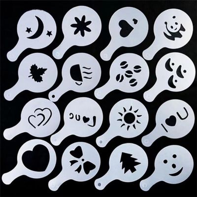 Creative Kitchen Accessories 16 Pieces Fancy Coffee Print Template Kitchen Tools Kitchenware Coffee Spray Template Kitchen Gadgets