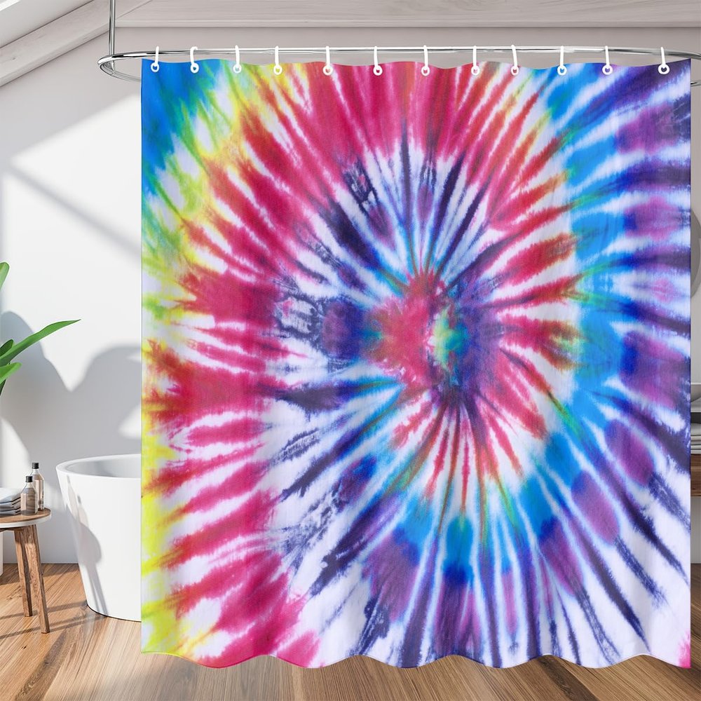 bisibuy Gradient Swirl Tie Dye Shower Curtain Sets with 12 Hooks Farmhouse Decorative Bath Curtain Mordern Cool Shower Curtain for Bathroom Decor